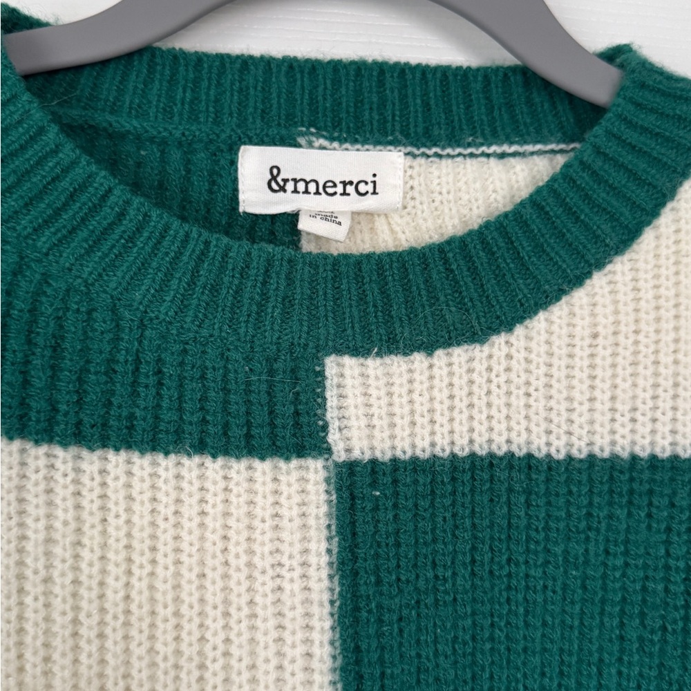 Kelly Green & Cream boxy sweater